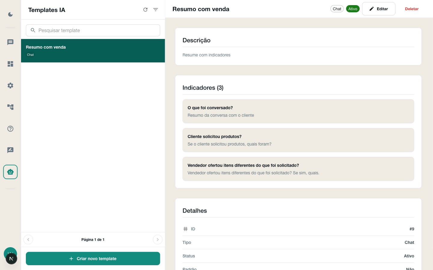 Screenshot VersoChat - Templates IA