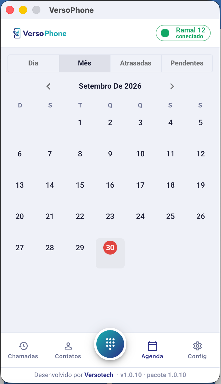 VersoPhone — agenda de retornos com pendentes e atrasadas
