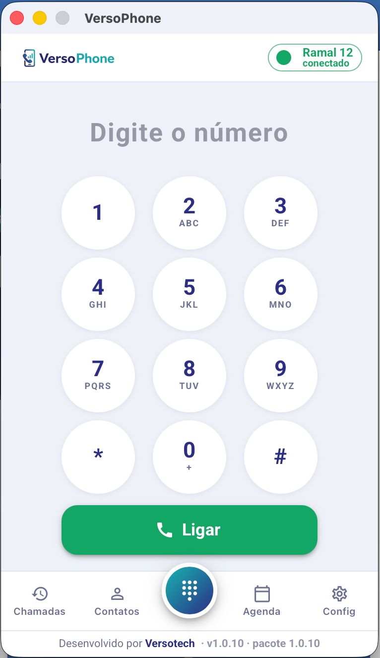 VersoPhone — discador conectado ao ramal