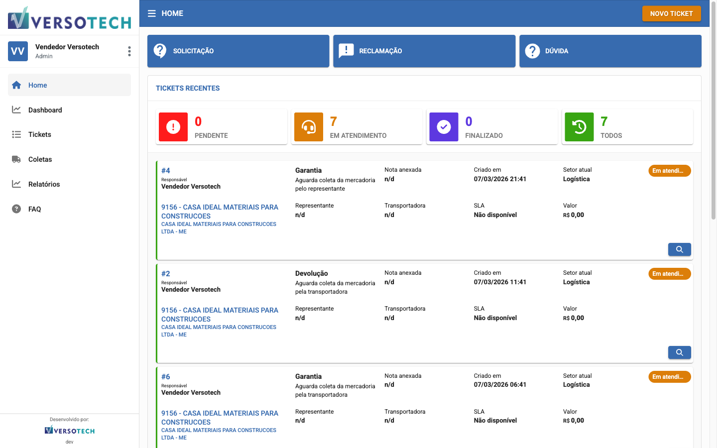 Screenshot VersoSAC - Home